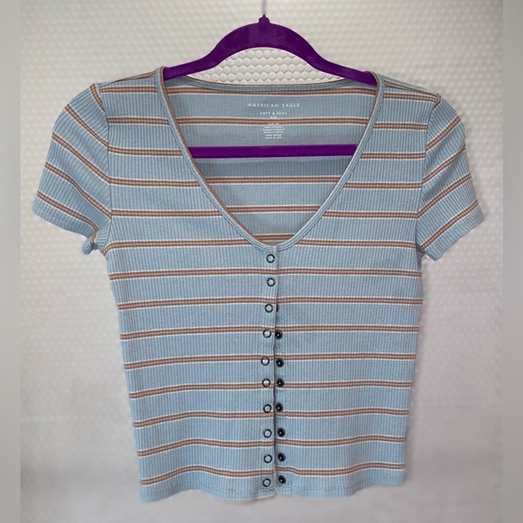 American Eagle Outfitters Tops - EUC AMERICAN EAGLE Soft & Sexy Retro Striped Ribbed